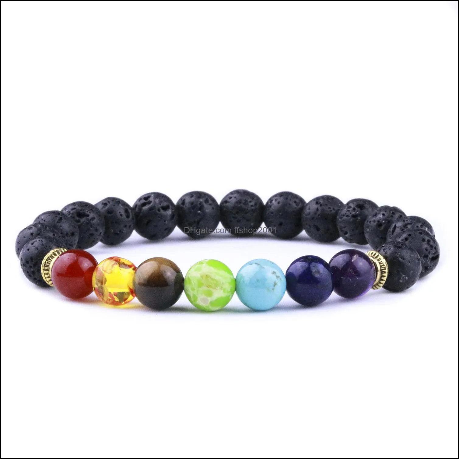 8mm black lava stone 7 chakra beads bracelets diy aromatherapy  oil diffuser bracelet stretch yoga jewelry