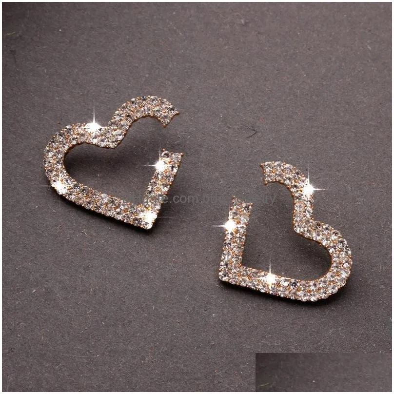 fashion jewelry s925 silver post earrings diamond crystal heart stud earrings