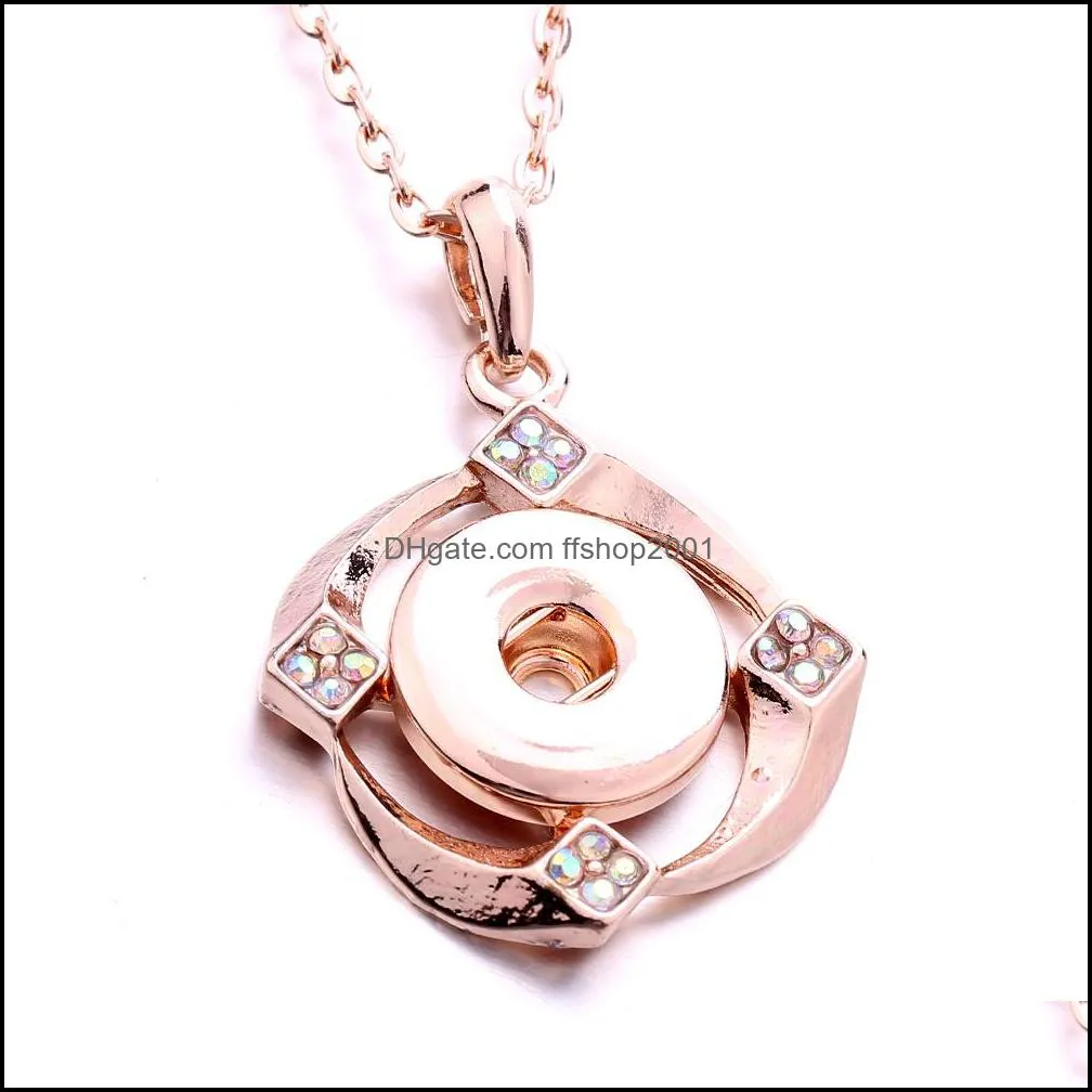 fashion gold snap button necklace 18mm ginger snaps buttons crystal charms necklaces for women jewelry