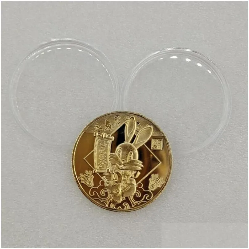 chinese coins feng shui year 2023 rabbit collectible coins medal collection rabbit symbol souvenir gift