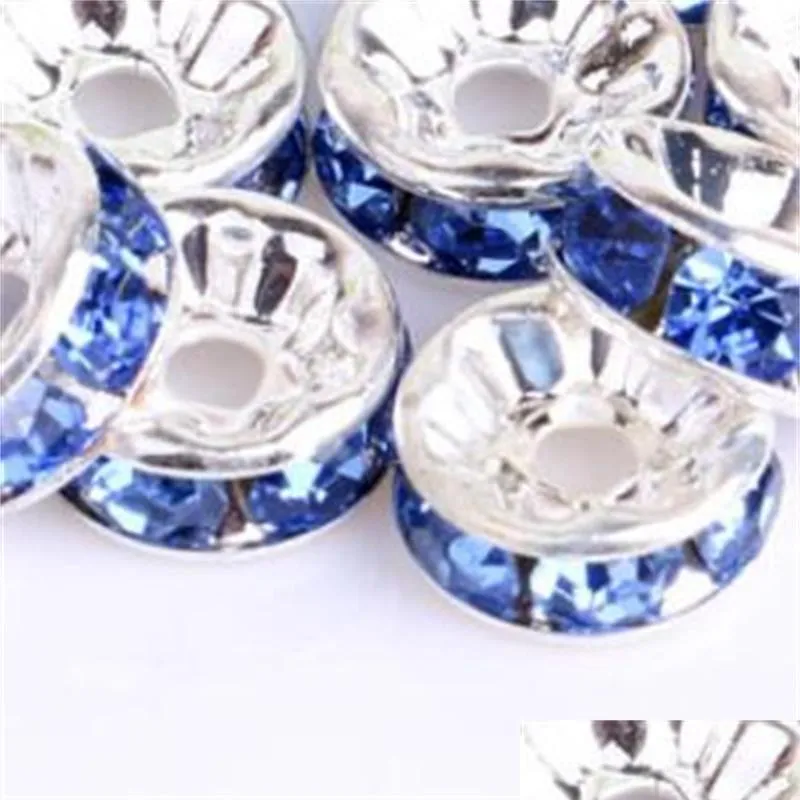 coalt blue 200pcs/lot silver plated rhinestone crystal round beads spacers beads 6mm 8mm 10mm czech crystal beads 3 w2