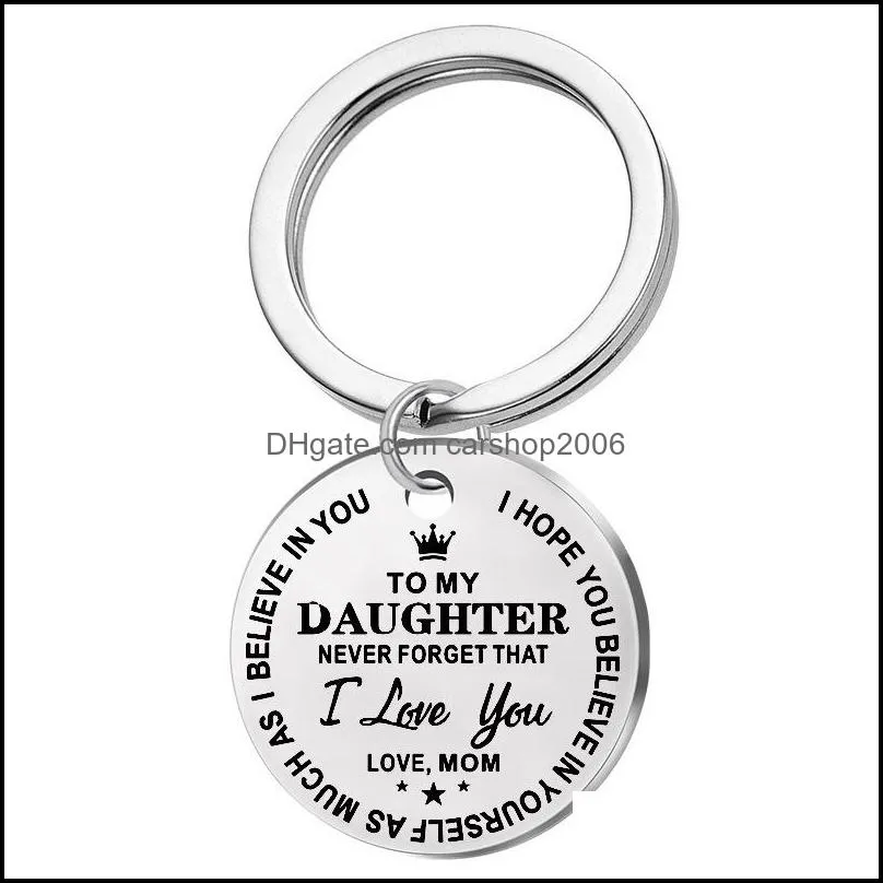 key ring stainless steel keychain engraved to my daughter forever love mom keyring charm heart pendant jewelry gift x20fz