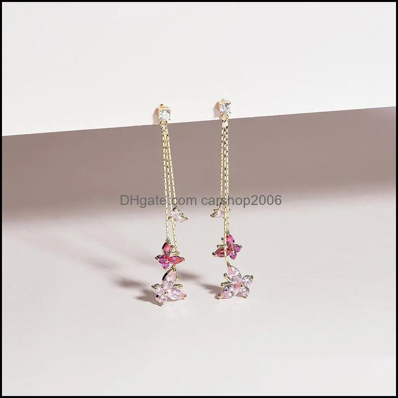 mini purple dangle earrings jewelry colorful zircon drop earring bling crystal ear stud for summer accessories girls a20z