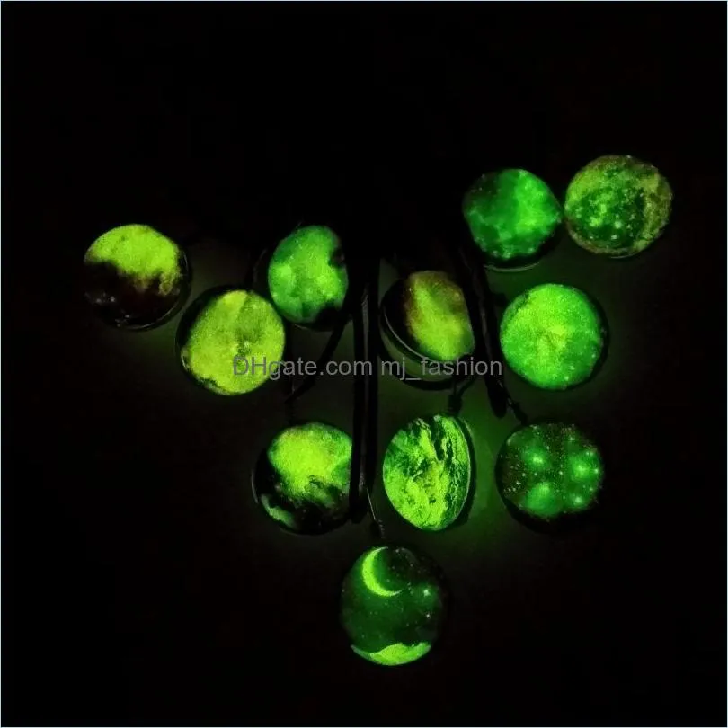 fashion starry outer space universe gemstone necklaces glow in the dark glass ball pendant necklace for women men s jewelry mix models