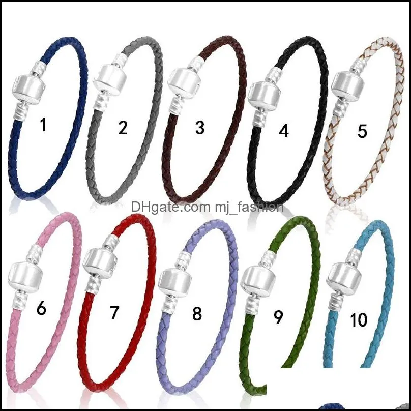  3mm pu leather braided chain bracelet fit european diy beads charm bangle for women men s fashion jewelry gift