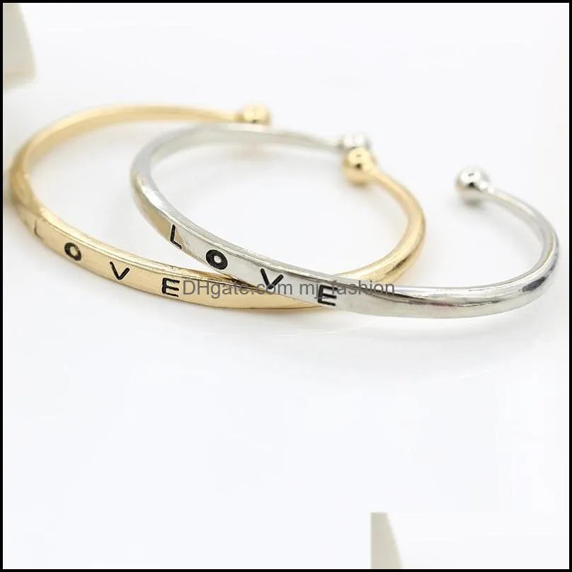  women love cuff bangle bracelets gold rose gold silver 3 colors letter bangles for ladies fashion jewelry in bulk