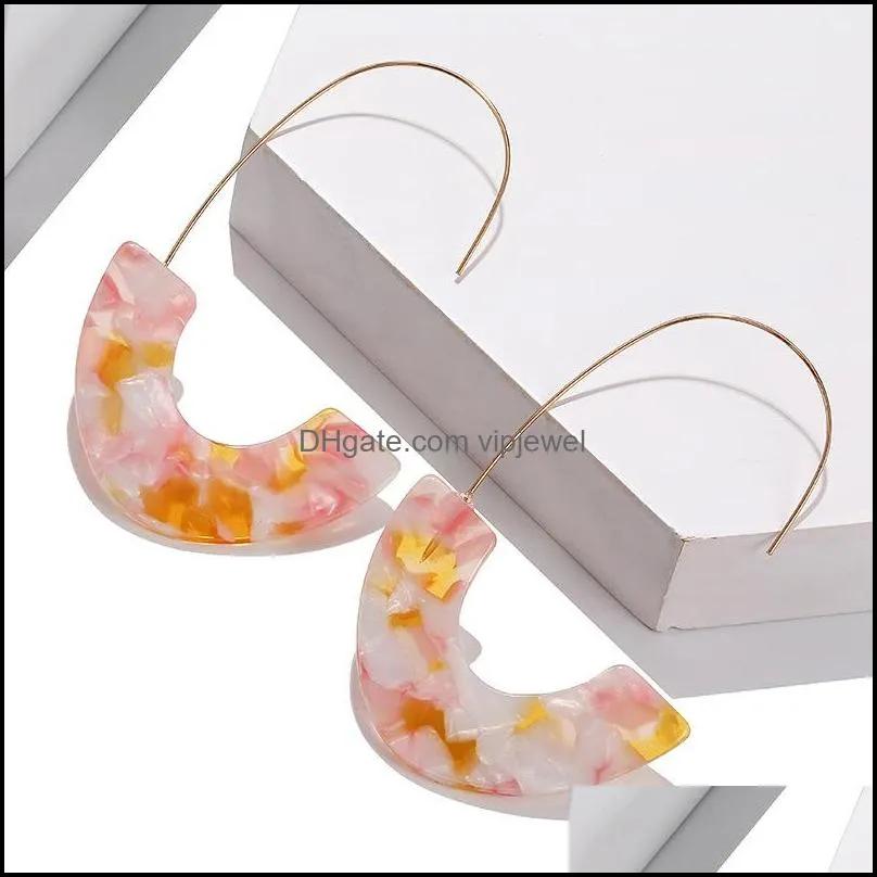 fashion leopard brand design acrylic earrings acetate tortoise shell semicircle dangle earrings big hook resin drop earring women 106