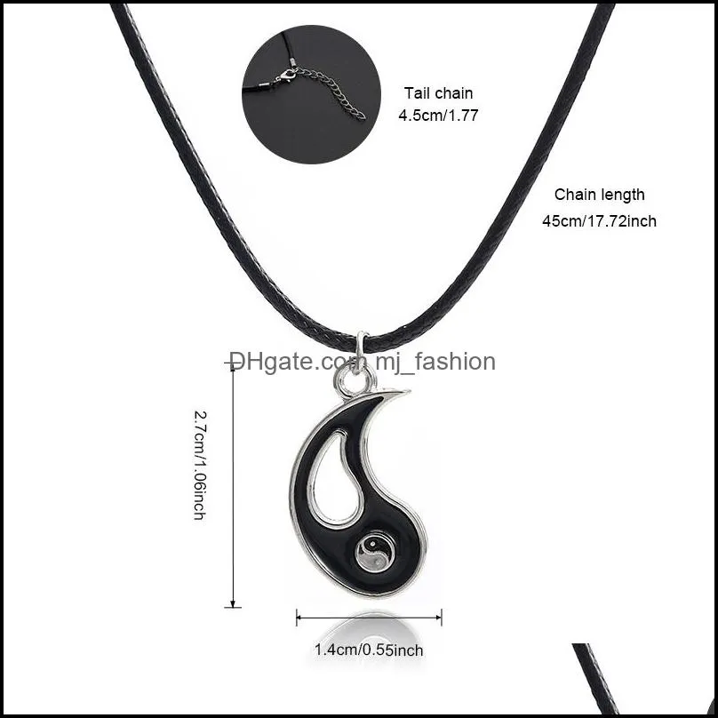 couple black white splice gossip pendant necklace for women men yin and yang poles necklace fashion jewelry christamas gift saley