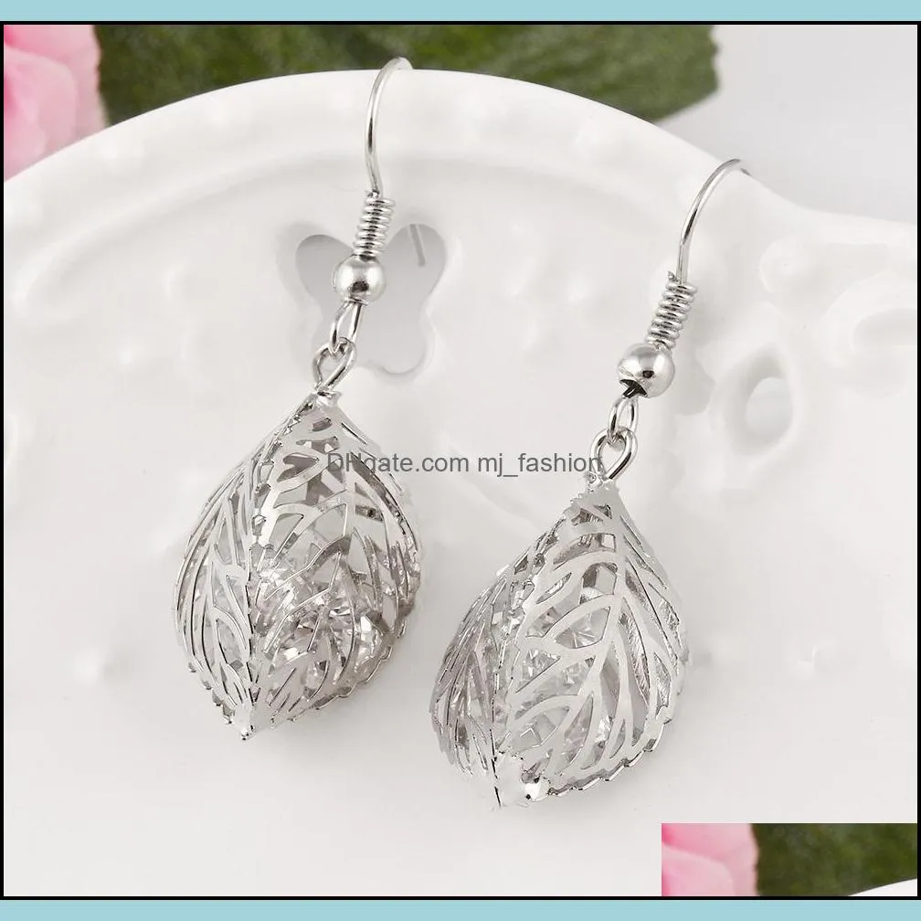 fashion jewelry earrings hollow double sided leaves dangle chandelier earrings for women ladies wedding drop earring