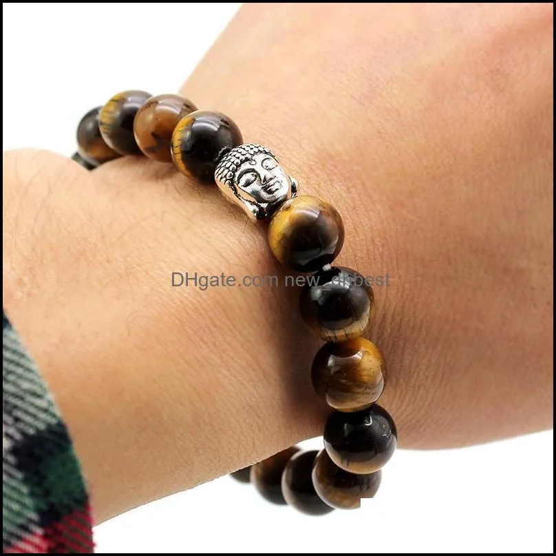  arrival tiger eye beads buddha bracelets for women men prayer lucky wealth healing colorful natuarl stone valentines day