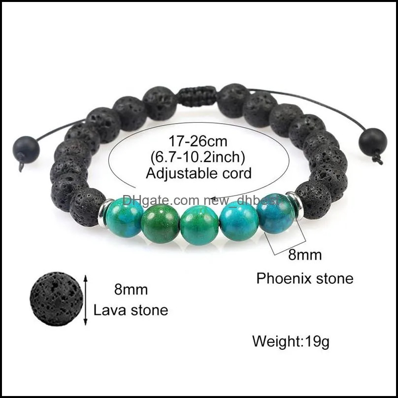 8mm lava rock stone bead bracelet essential oil diffuser elastic bracelet braided rope tiger eye stone yoga chakra men bead braceletz