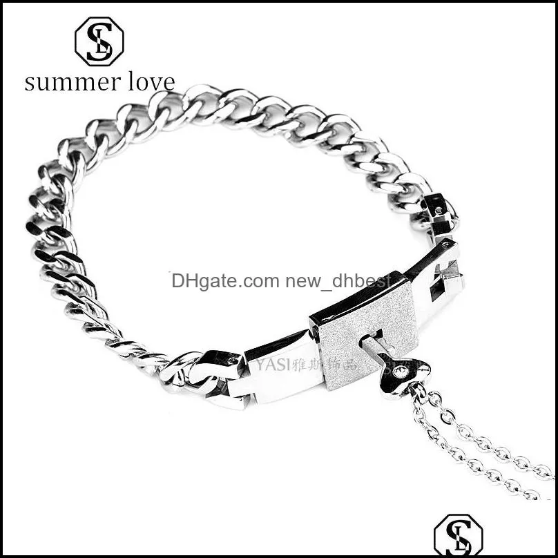 diy concentric pendant bracelet for couple stainless steel love key bracelet simple wedding engagement valentines day gifty