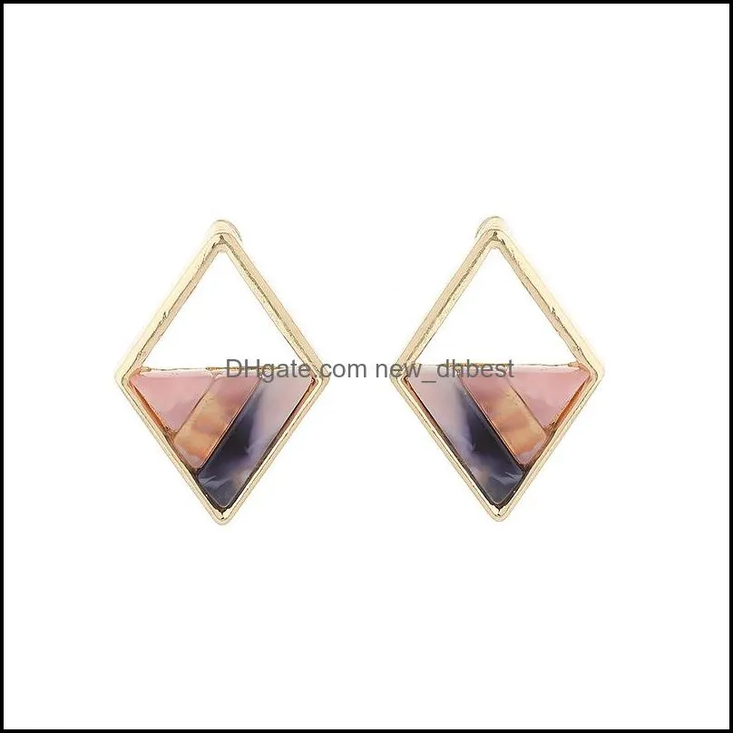 contracted lozenge color contrast color dangle earrings female fashion lady geometric hollow out the triangle stud earring