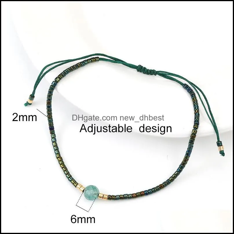 trendy handmade natural stone bracelets with friendship cards paper string rice beads woven bracelet for women men adjustable