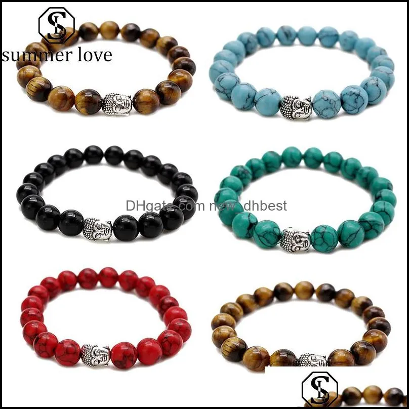  arrival tiger eye beads buddha bracelets for women men prayer lucky wealth healing colorful natuarl stone valentines day