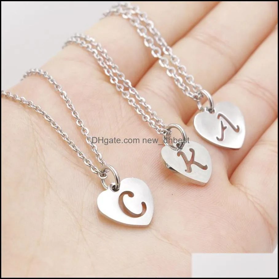  arrival az capital alphabet necklace stainless steel 26 intial letter alphabet pendant necklace for women men valentines day