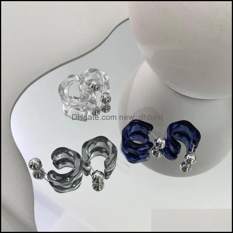 french retro geometric rhombus transparent acrylic ear hoop dangle earrings female korean simple wild temperament earring