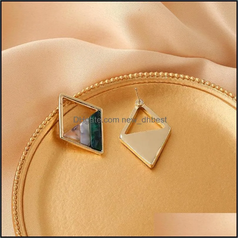 contracted lozenge color contrast color dangle earrings female fashion lady geometric hollow out the triangle stud earring