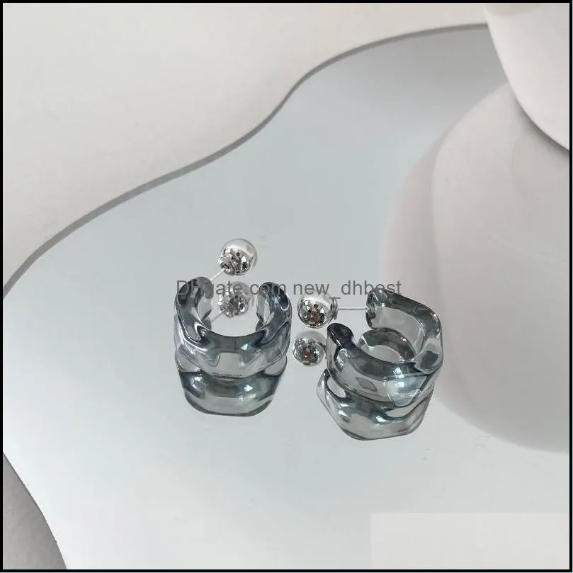 french retro geometric rhombus transparent acrylic ear hoop dangle earrings female korean simple wild temperament earring