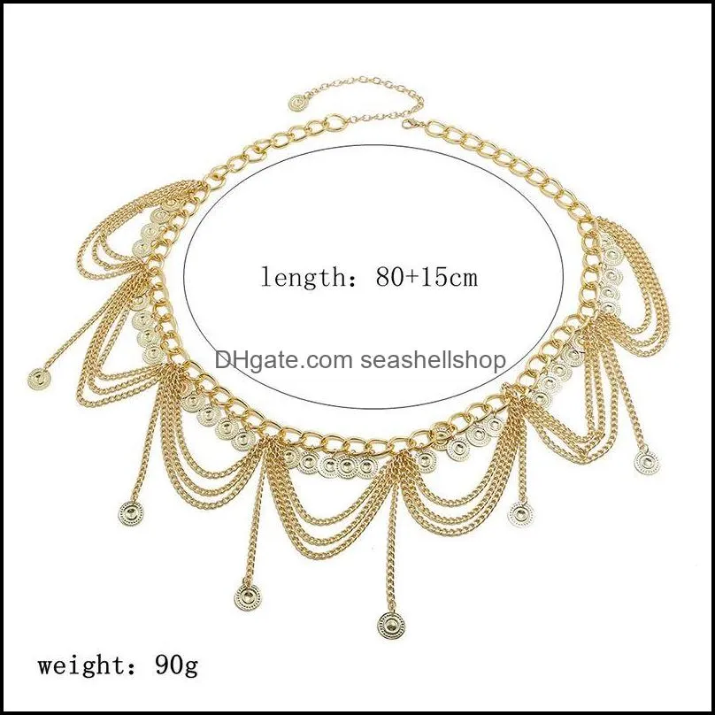 bohemian multilayer belly piercing dance belt waist chain sexy for women gold metal crystal coin long tassel body jewelry gift