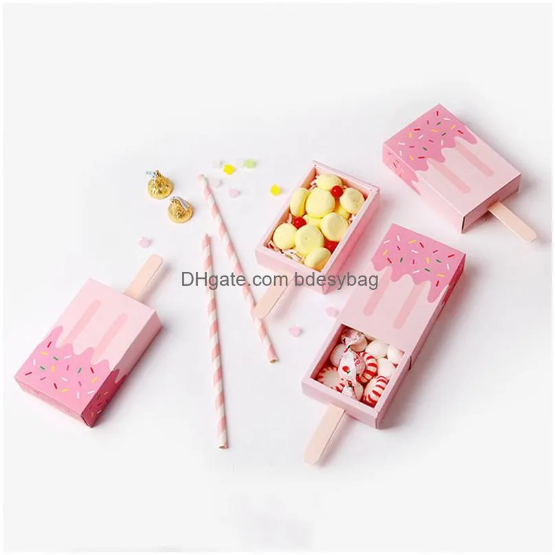 gift wrap ice cream shape gift box baby shower birthday party candy box kid cute cartoon drawer paper gift box wrap chocolate package boxes