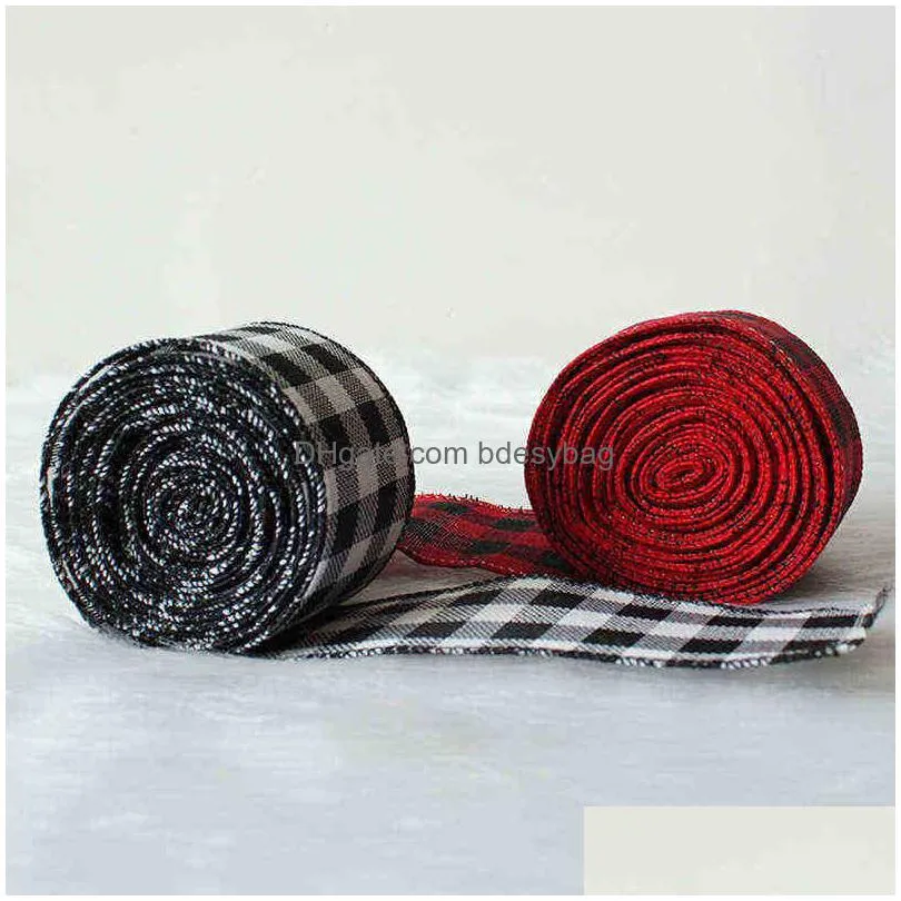 christmas decorations delicate christmas red black plaid linen ribbon xmas tree bow decorations home green snowflake gift wrapping ribbons atmosphere