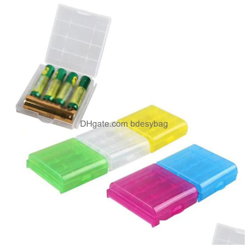 storage boxes bins aa/aaa battery holder case transparent plastic storage box for 14500 10440 batteries organizer container xbjk2105