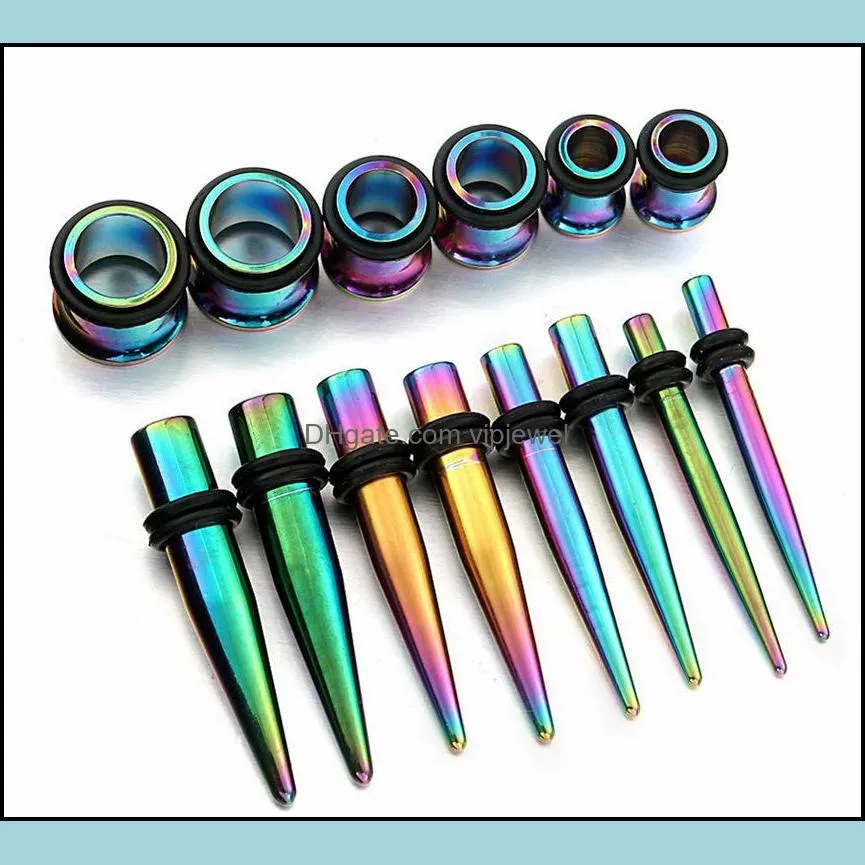 36pcs/set 1.610mm 316l tapers ear plugs gauge stretching kit piercing for women men body jewelry 3 color punk style earring g75l