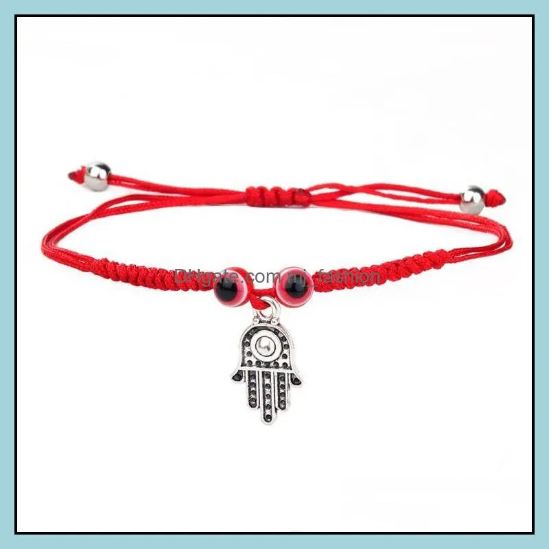 fashion lucky blue eye evil turkish chain bracelets for women men handmade braided red rope bangle jewelry female wholesale