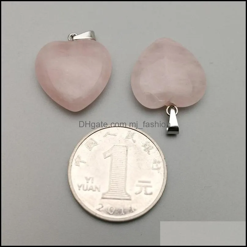 natural stone 20mm heart rose quartz l pendant charms diy for necklace earrings jewelry making