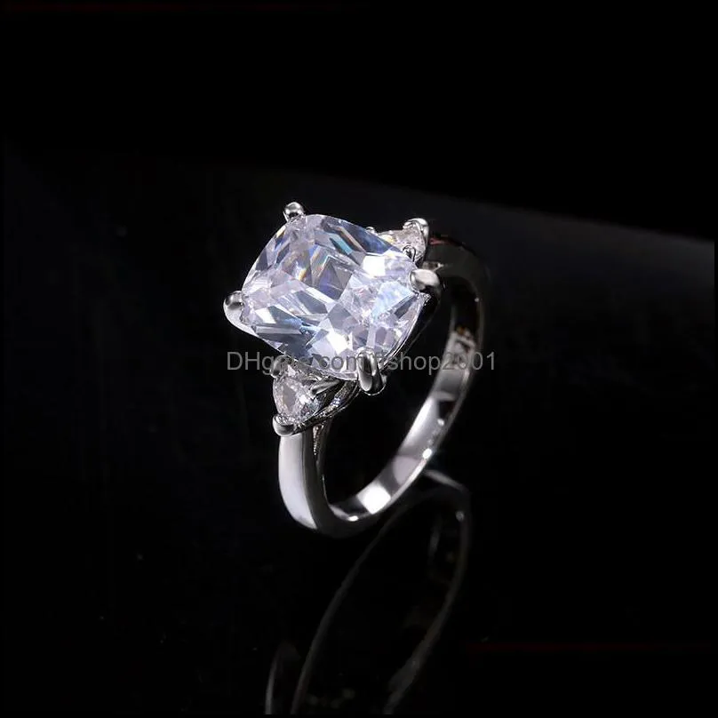 vecalon statement copper ring cushion cut 8ct diamond engagement wedding band rings for women party finger jewelry