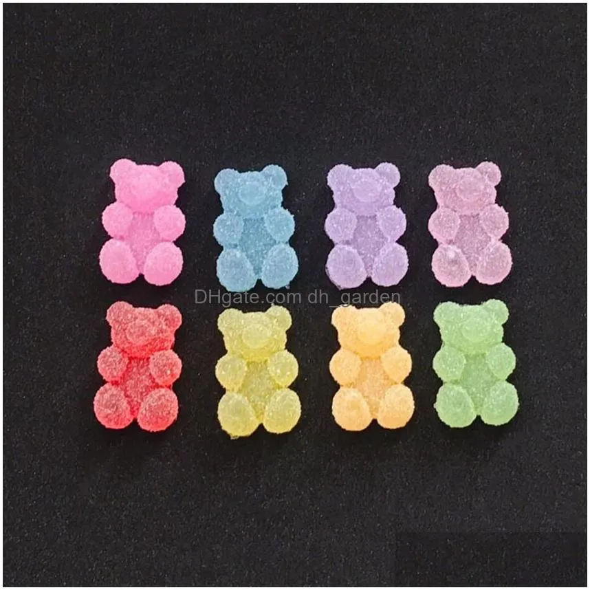 20pcs 17x11mm multicolor flatback epoxy resin gummy bear candy for necklace keychain pendant diy making accessories