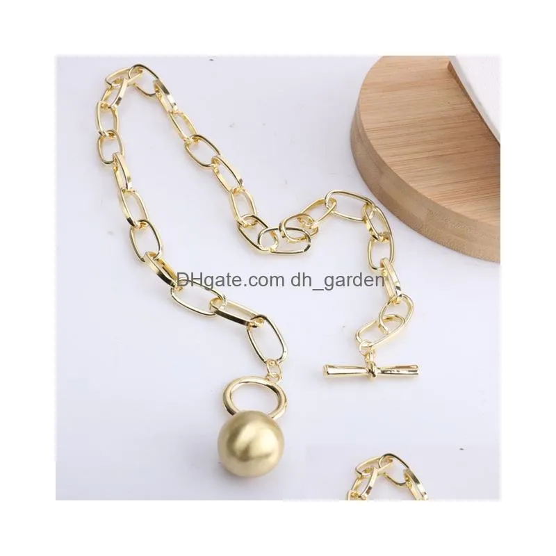 women hip hop jewelry punk oval thick chain metal gold silver ball pendant necklace men and women statement necklace party gift