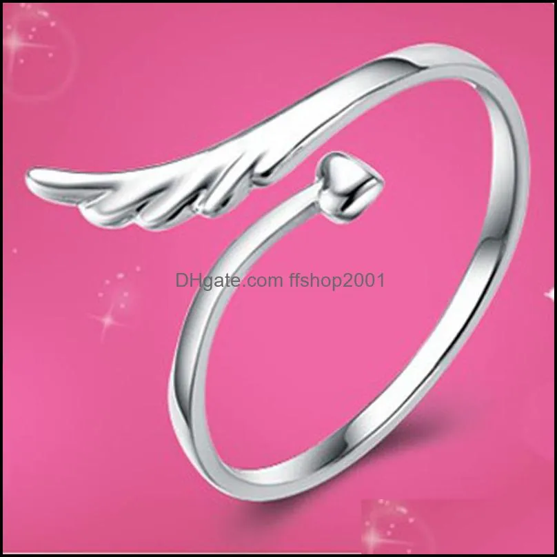 wedding rings fashion exquisite adjustable 3 color ring angel wing heart finger jewelry for women gifts to love 3511 q2