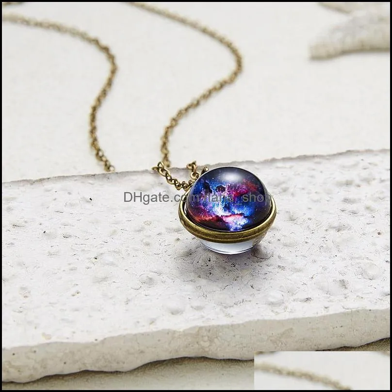 fashion universe star doublesided retro pendant necklace galaxy nebula creative design for women men high quality jewelry gift