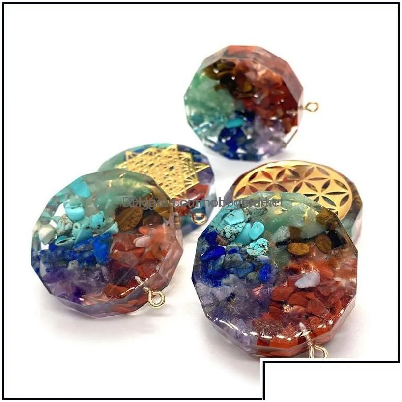 charms jewelry findings components seven chakra natural stone pendant exquisite sacred geometry power amet aura 34mm drop delivery 2021