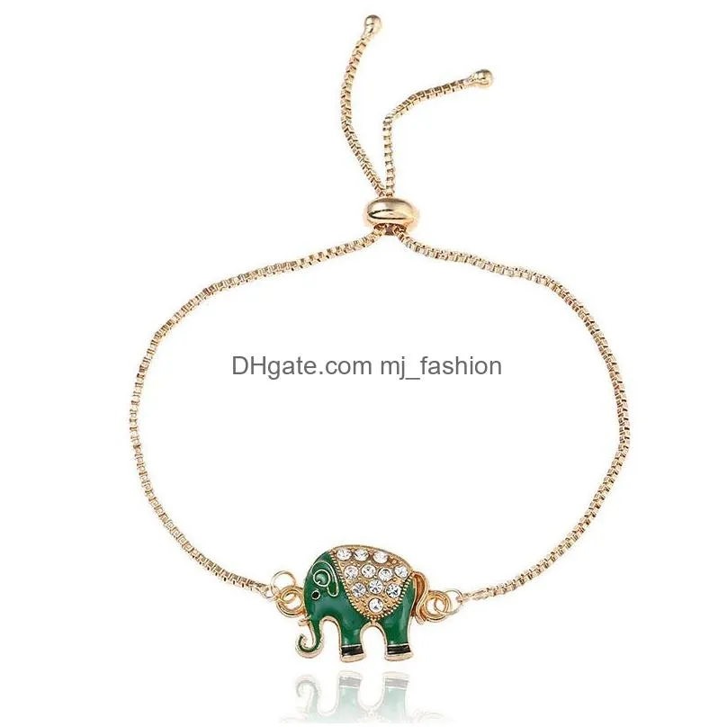 fashion jewelry retro adjustable bracelet cartoon drop glaze elephant pendant bracelets