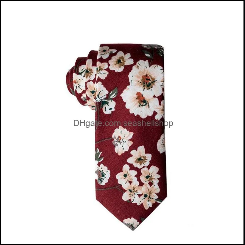 casual floral print neck tie for men skinny cotton wedding mens neckties classic suits fashion accessories