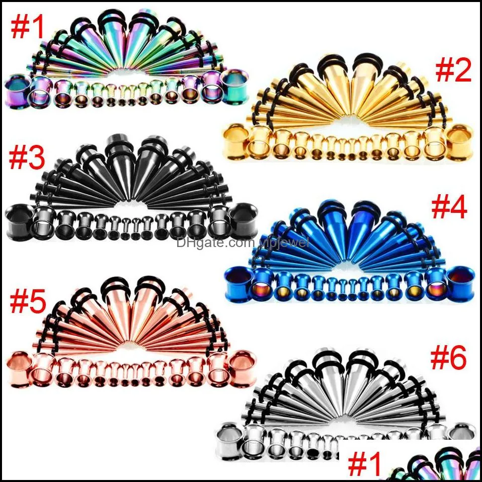 28pcs acrylic ear taper with plug stretching kit flesh tunnel ear gauges stretcher expander body piercing jewelry 6 color g86l