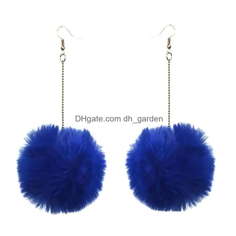 dangle earrings 2022 winter women accessories fashion lovely pom fur ball long pendant earring jewelry christmas gift