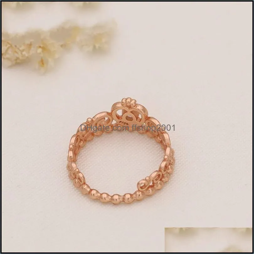 rose gold plated 925 sterling silver ring my princess tiara european jewelry charm crown ring gift 6 d3