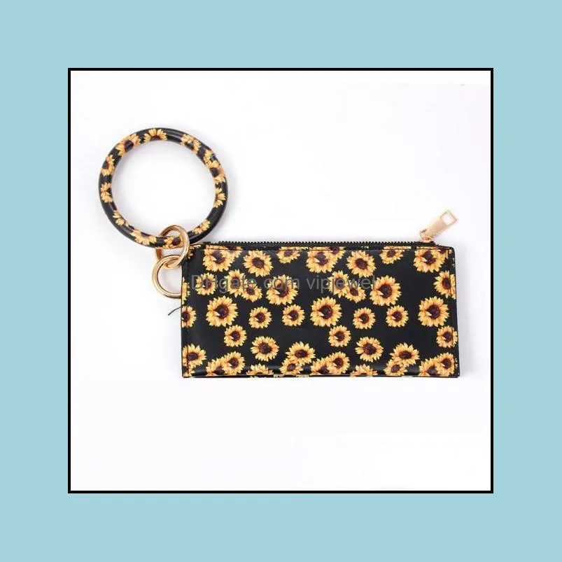 pattern wallet key ring bracelet leather wristlet keychains bangle for women card bag bracelets big round keychain q4fz