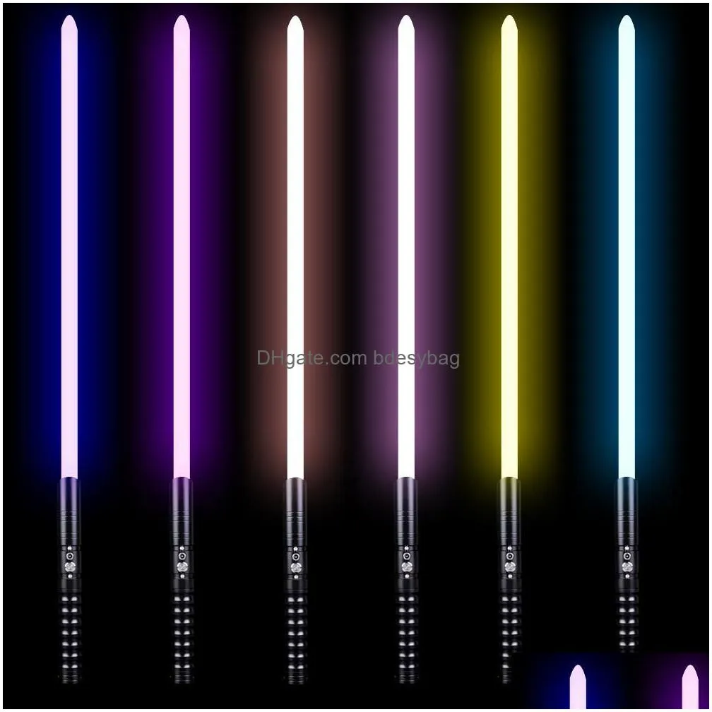 party decoration dhs lightsaber toys metal handle heavy dueling 12 color led change volume force 6 sound fons foc blaster laser sword wholesale