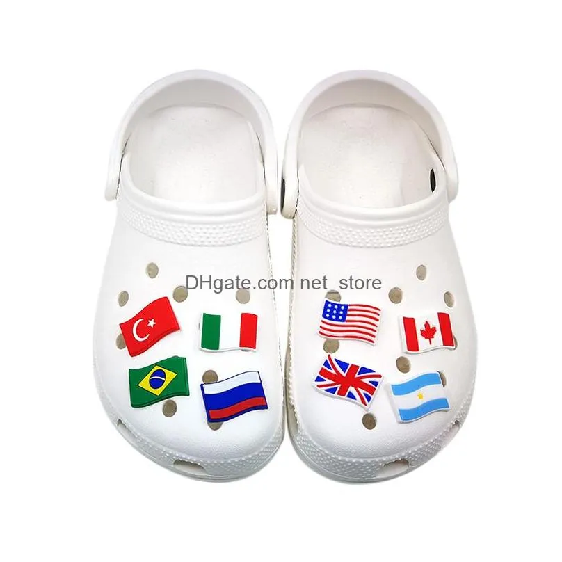 moq 50pcs texas mexican street style cartoon pattern croc charms 2d soft pvc shoe accessories decorations shoe charm buckles for men women sandals