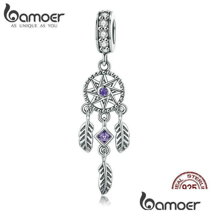 bamoer 100 925 sterling silver pendant dream catcher fit women charm bracelets necklaces jewelry gift scc841