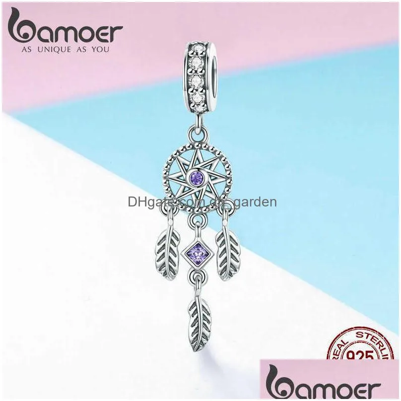 bamoer 100 925 sterling silver pendant dream catcher fit women charm bracelets necklaces jewelry gift scc841