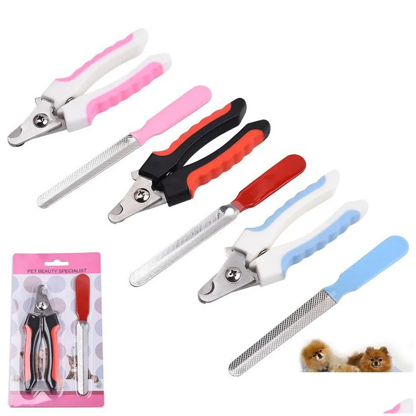 dog grooming pet cat dog nail clippers and trimmer with safety guard to avoid overcutting nail file grooming razor jk2007xb