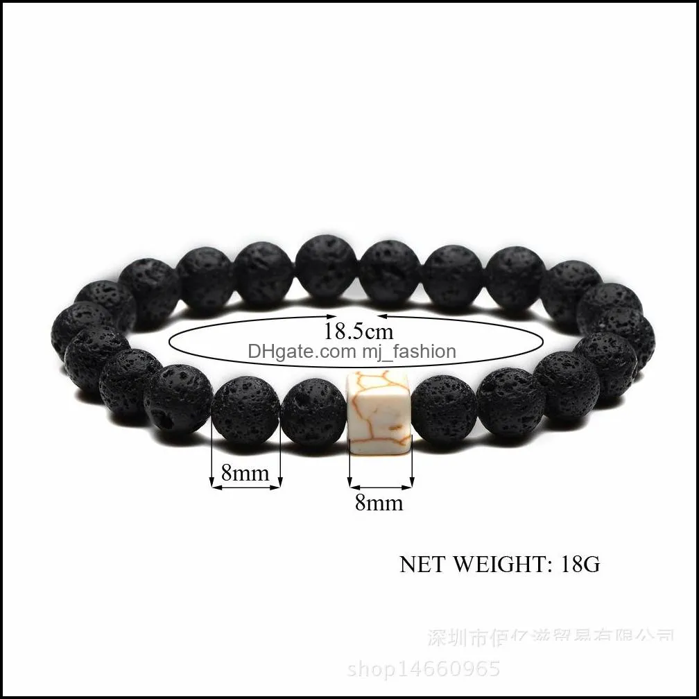 8mm natural stone lava rock bracelet cube zinc color aromatherapy  oil diffuser bracelet