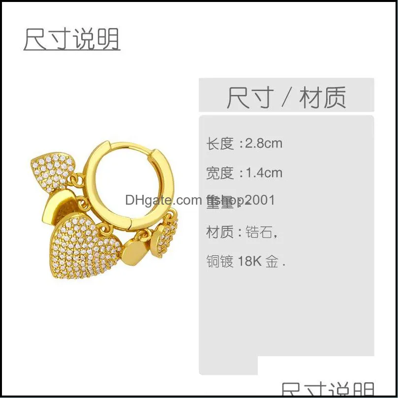 hoop huggie threegraces fashion cubic zirconia 585 gold cute tassel star love heart earrings for ladies trendy summer jewelry 3434