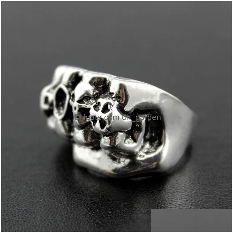  gothic skull carved big biker rings mens antisilver retro punk rings for men s fashion jewelry in bulk wholesale